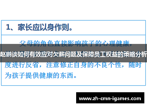 赵鹏谈如何有效应对欠薪问题及保障员工权益的策略分析